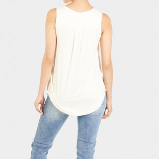 Erin Pleat Back Tank - Pearl