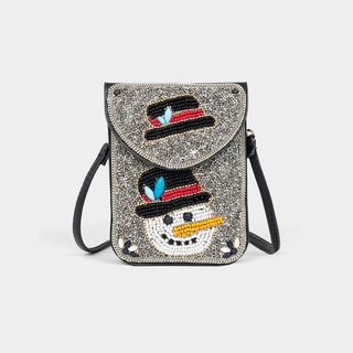 Artisan Beaded Holiday Crossbody - Jolly Snowman