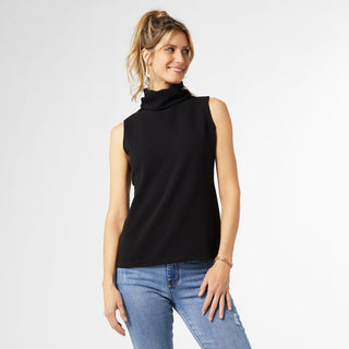 Lyla Sleeveless Ribbed Turtleneck Tank - Black