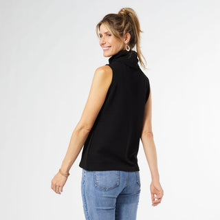 Lyla Sleeveless Ribbed Turtleneck Tank - Black