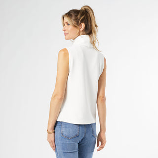 Lyla Sleeveless Ribbed Turtleneck Tank - Off White