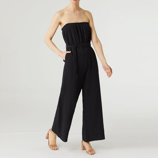 Sharma Strapless Gauze Romper - Black