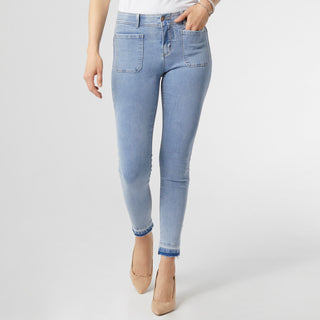 OMG ZoeyZip Skinny With Dark Wash Bottom - Final Sale - Light Denim