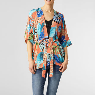 Cayman Belted Open Cardigan - Bright Floral
