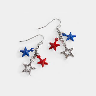 Star Dangle Earrings - Red/Blue