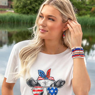 Star Dangle Earrings - Red/Blue