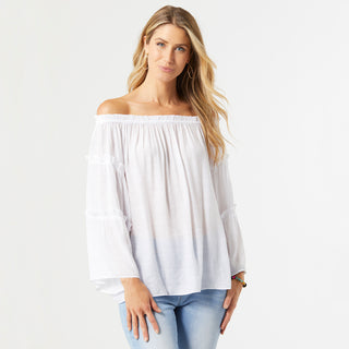 Kasota Gauze Ruffle Sleeve Top - White