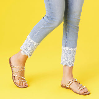 OMG Straight Leg Ankle with Lace Bottom - Light Denim