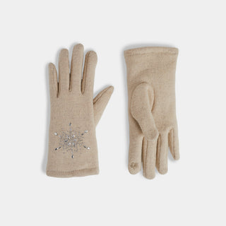 Christmas Snowflake Touchscreen Gloves - Cream
