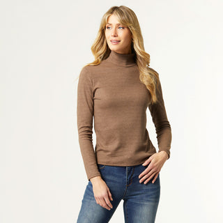 Hazel Long Sleeve Ribbed Mock Neck Top - Mushroom