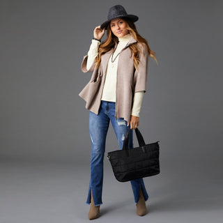 Larsa Oversized Popover with Zipper - Taupe Heather