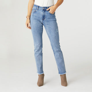 EverStretch Straight Jeans with Raw Bottom - Light Denim