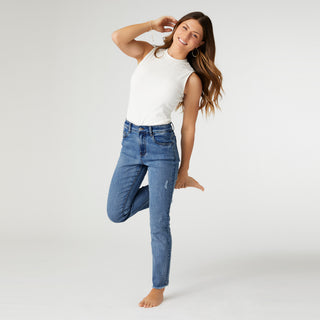 EverStretch Straight Jeans with Raw Bottom