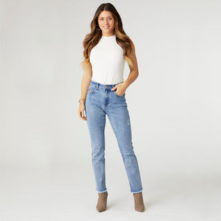 EverStretch Straight Jeans with Raw Bottom - Light Denim