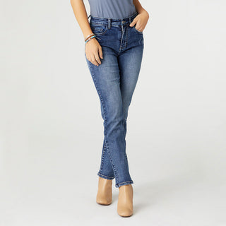 EverStretch Straight Jeans with Bottom Cuff - Medium Denim