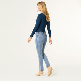 OMG ZoeyZip Straight Jeans with Side Fray - Light Denim