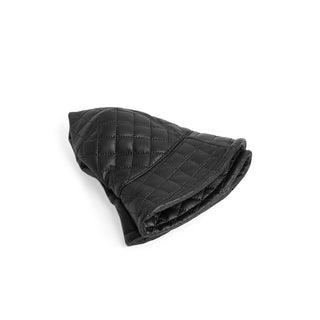 Quilted Vegan Leather Bucket Hat - Black
