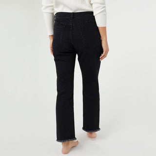 Everstretch Straight Ankle Jeans with Raw Bottom - Black