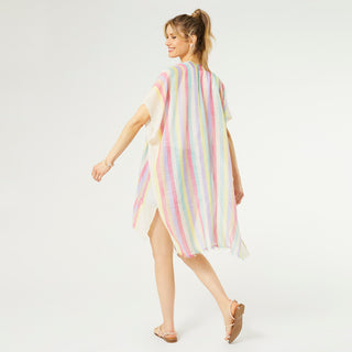 Jenni Bright Stripe Ruana - Yellow/Pink/Purple