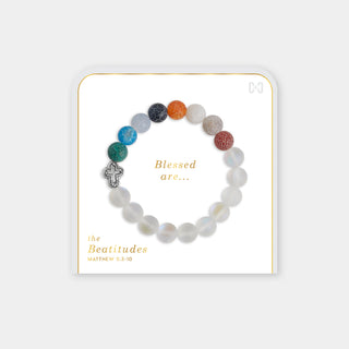 Beatitudes Frosted Glass Stretch Bracelet - Multi/Frosted Clear