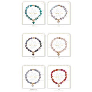 Love You Heart Charm Stretch Bracelet Assortment Pack - Pack