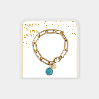 You're A True Gem Paperclip Link Bracelet - Turquoise