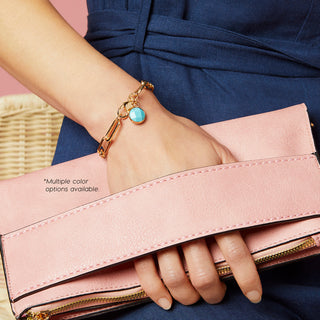 You're A True Gem Paperclip Link Bracelet - Turquoise