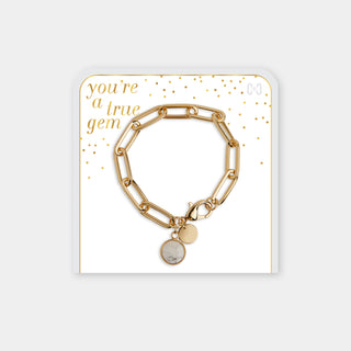 You're A True Gem Paperclip Link Bracelet - White