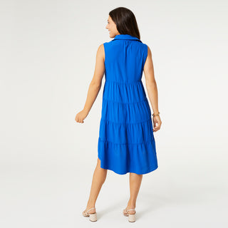 Georgina Sleeveless Dress with Collar - Cobalt