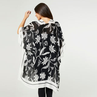 Mya Kimono - Black/White Floral