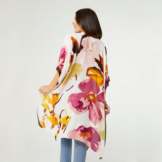 Mya Kimono - Magenta/Brown Floral