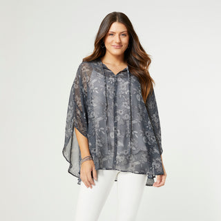 Maddox Floral Poncho - Deep Teal Floral