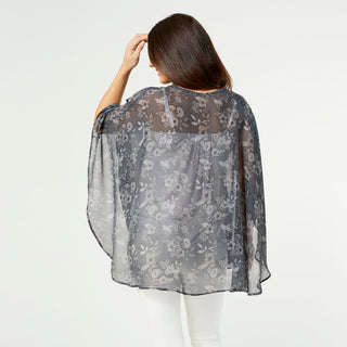 Maddox Floral Poncho - Deep Teal Floral