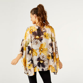 Maddox Floral Poncho - Pale Yellow Floral