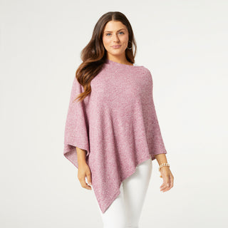 Selene Supersoft Baby Ribbed Poncho - Heather Pink