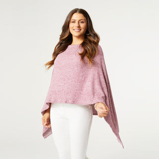 Selene Supersoft Baby Ribbed Poncho - Heather Pink