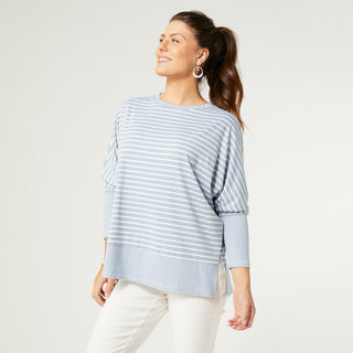 Calla Striped Dolman Top - Sky Blue