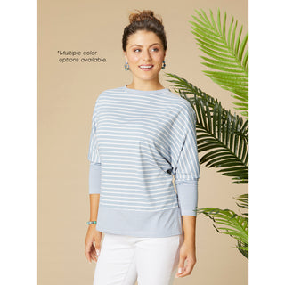 Calla Striped Dolman Top - Sky Blue