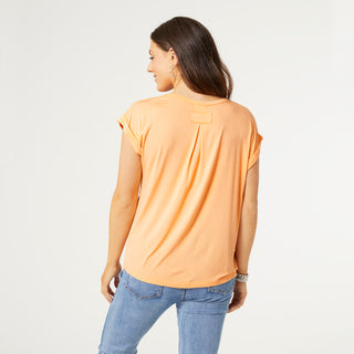 Silvia Rolled Cap Sleeve Tee - Light Coral