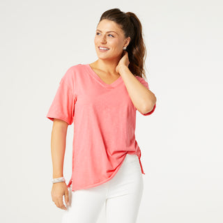 Jayda V-Neck Top - Bright Coral