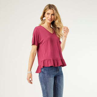 Jessalee Top with Ruffle Bottom - Berry