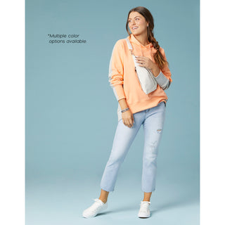 Kylee Two-Tone Sweatshirt - Bright Coral/Heather Grey