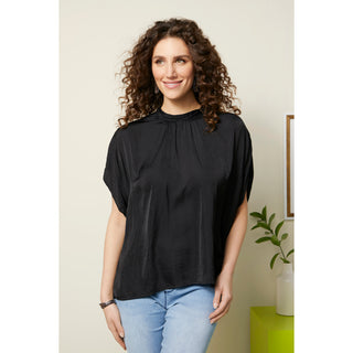 Blanche Dolman Sleeve Mock Neck Blouse - Black