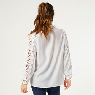 Kiana Top with Crochet Detail - White