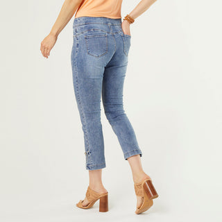 OMG Boyfriend Capri Jeans with Side Slit - Medium Denim