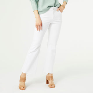 OMG ZoeyZip Flare Jeans with Raw Hem - Crisp White