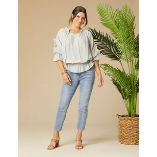 OMG ZoeyZip Skinny Capri Jeans with Side Fringe - Medium Denim