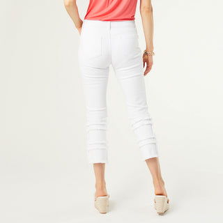 OMG ZoeyZip Straight Leg Capri Jeans with Tiered Fringe - Crisp White
