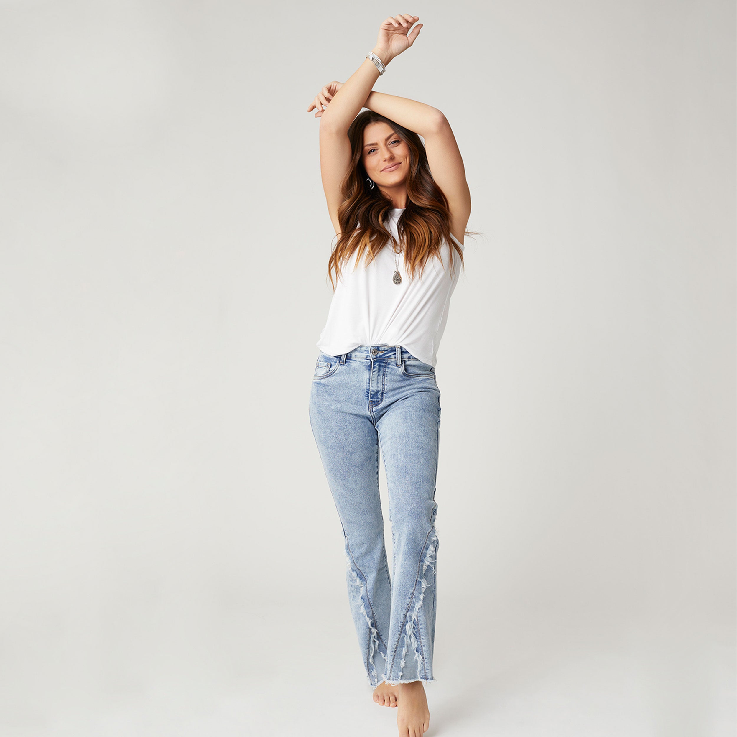 COCO + CARMEN  EverStretch Flare Jeans with Front Vertical