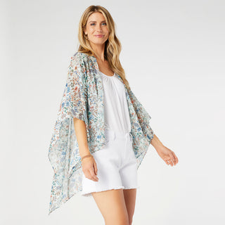 Zion Floral Ruana - Mint Floral